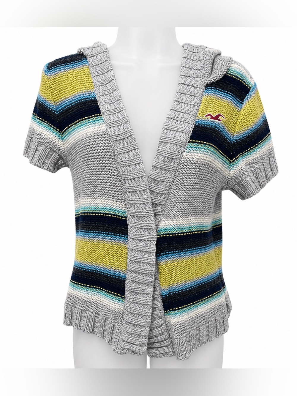Authentic Vintage Y2K HOLLISTER Hooded Knit Cardigan Coastal Surf Sweater M